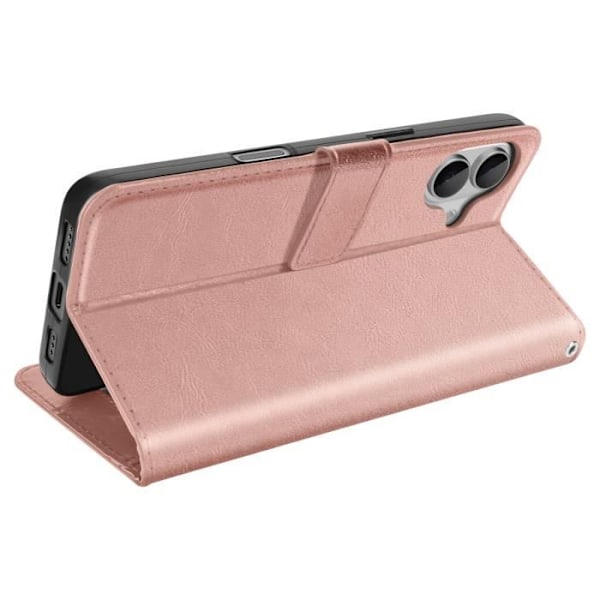 Étui för iPhone 16 Plus Plånbok med Handledsrem Mayaxess Rosé Champagne Rosa