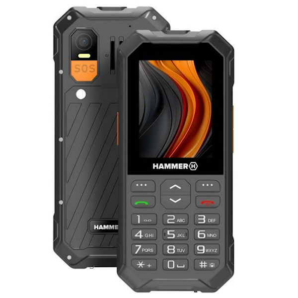 Modstandsdygtig telefon - HAMMER - 6 LTE - IP68 - 4G netværk - 2500mAh batteri Svart