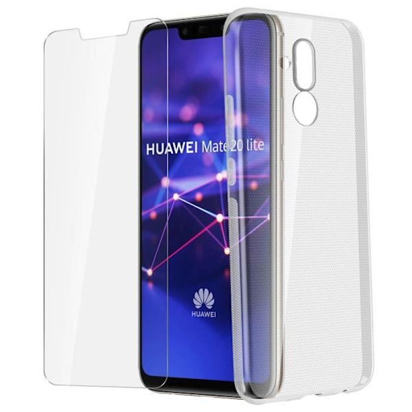Takakansi + näyttö karkaistu lasikalvo Huawei Mate 20 Lite - läpinäkyvä transparent