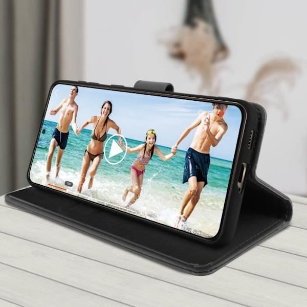 Étui för Samsung Galaxy S21 Plus - AVIZAR - Skydd med kortfack Magnetstöd Svart Svart