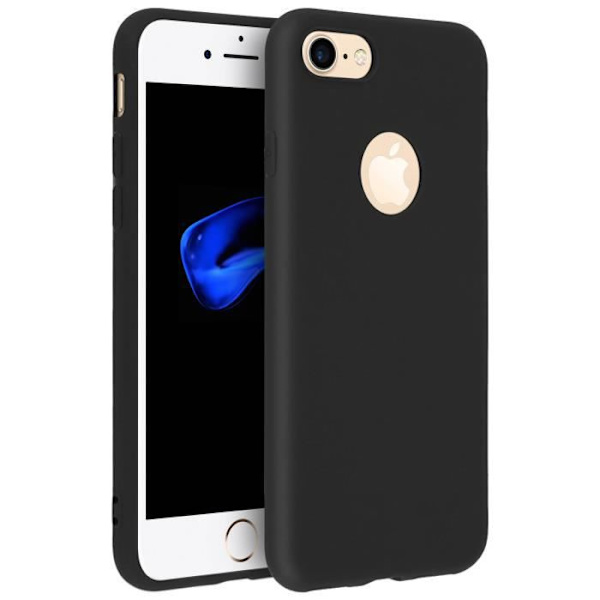 Coque - Forcell - iPhone 7, iPhone 8 - Silikone Gel - Fleksibel - Sort Svart