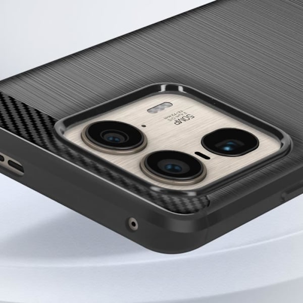 Etui til Motorola Edge 50 Ultra - AVIZAR - Carbon og børstet sort effekt - Blødt - Glat - Blandet Svart