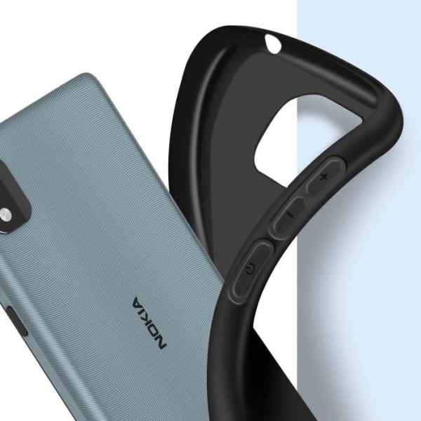 Silikonfodral till Nokia C2 2nd Edition Flexibelt stötsäkert upphöjda kanter Svart