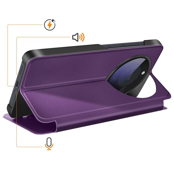 Flip Cover til Honor Magic 8 Lite Bi-Materiale Design med Støttefunktion Lilla Violett
