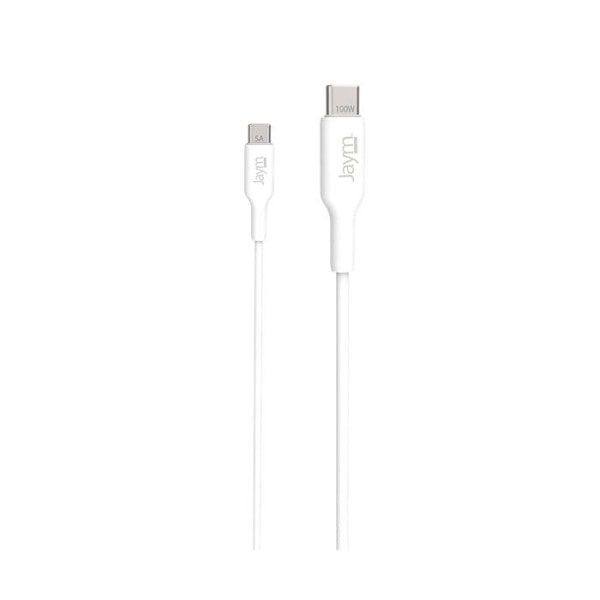 USB-C - USB-C PD 3.0 100W Lataus ja Synkronointi 2m Jaym Valkoinen Vit