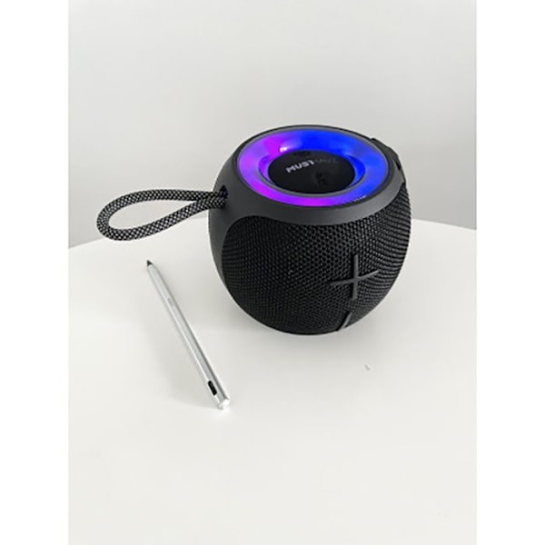 Bærbar Bluetooth-højttaler 20W Sphærisk Musthavz IPX4 Dyb Bas Grab 'N Go Sort Svart