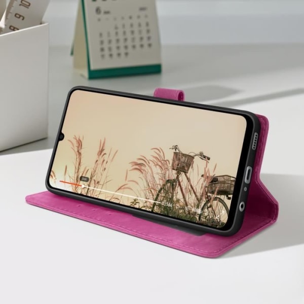 Taske til Samsung Galaxy A05 - AVIZAR - Børstet effekt imiteret læder - Pink håndledsrem Rosa