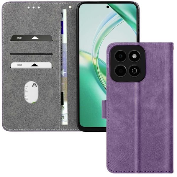 Etui til Honor 200 Smart Brushed Effect tegnebog og stativ lilla Lila