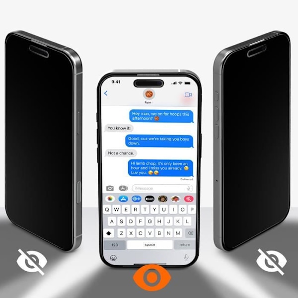 Hærdet Glas til iPhone 16 Pro Anti-spion Hårdhed 9H Sort Svart