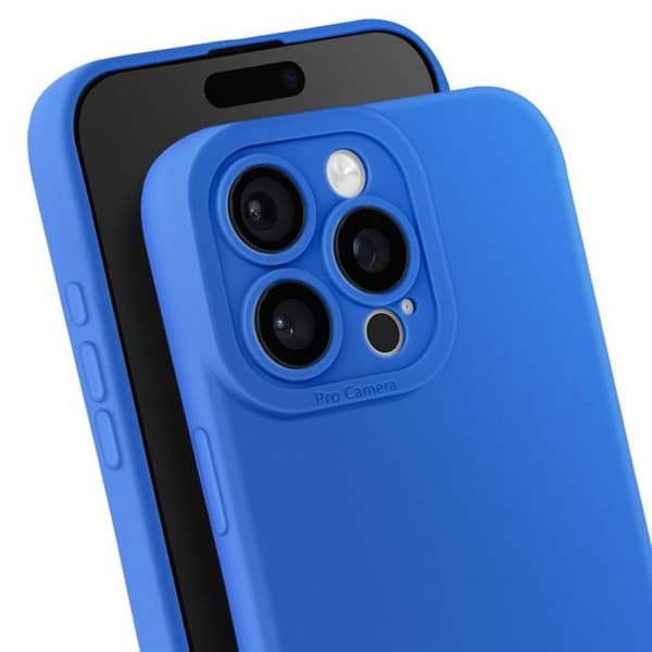 Fodral för iPhone 16 Pro Max - VARUMÄRKE - Mjuk silikon - Kameraskydd - Elegant - Blå Blå
