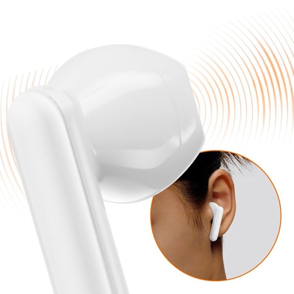 Trådlösa hörlurar med mikrofon, touchkontroll, 200mAh laddningsfodral, LinQ Vit