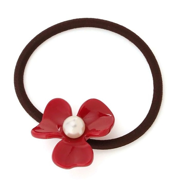 Casual Hårsnodd med Blomma Amber Pearl och Exklusiv Röd Röd Röd
