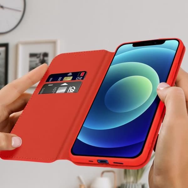 Housse Folio - Apple - iPhone 12 Mini - Punainen - Videotuki - Korttipaikat Röd