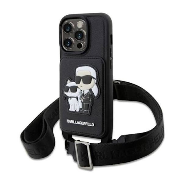 Karl Lagerfeld Crossbody NFT Saffiano Karl -amp Choupette - Etui til iPhone 14 Pro (sort) - 3666339123284