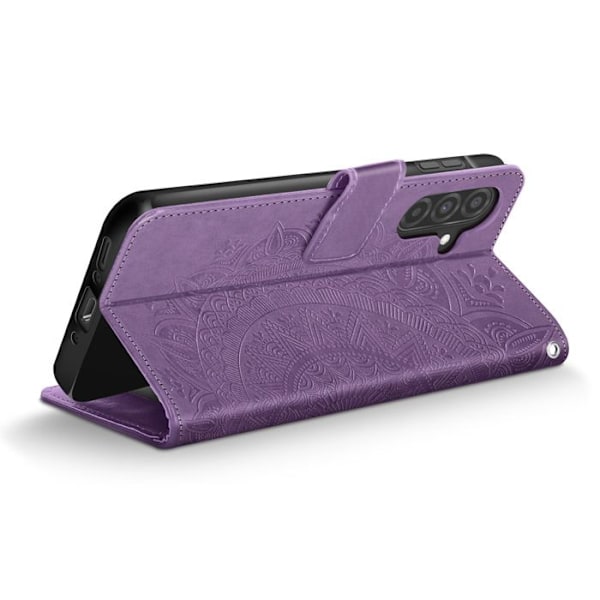 Mandala Kukka Kotelo Samsung Galaxy A26 Lompakko Rannekkeella Violetti Lila