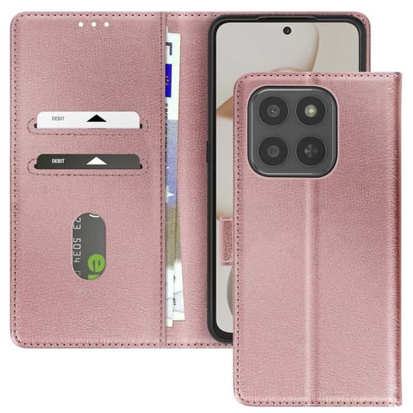 Pung Etui - AVIZAR - Honor 400 Smart - Rosa - Grainet - Ståfunktion Ros