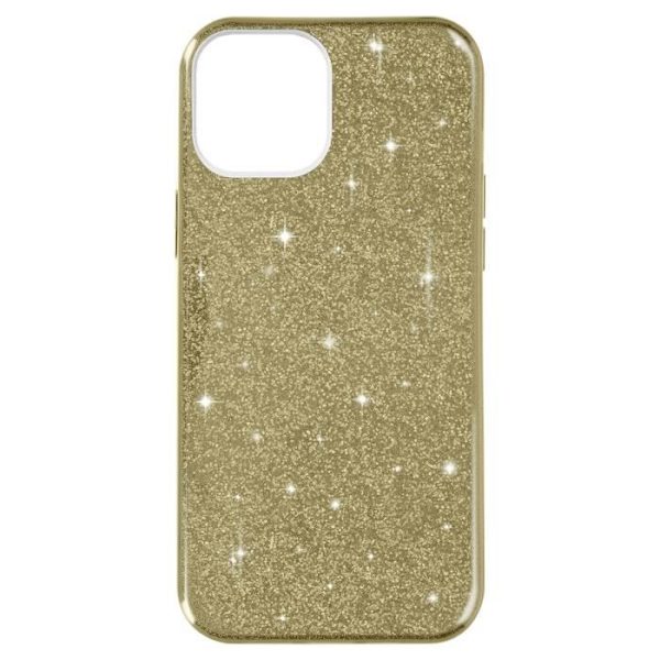 Skyddsfodral - AVIZAR - iPhone 14 Plus - Halvstyvt silikon - Glittrande design - Gul Guld