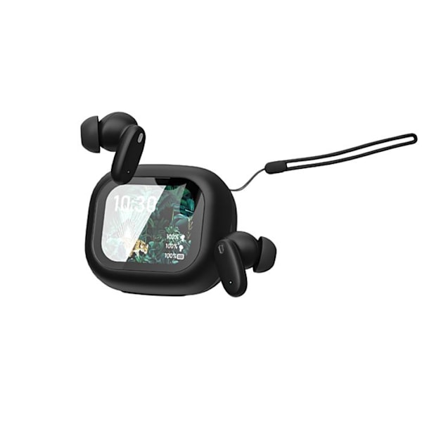 Bluetooth 5.4 TWS -kuulokkeet LCD-näytöllä Braga ja aktiivinen melunvaimennus ANC, musta Svart