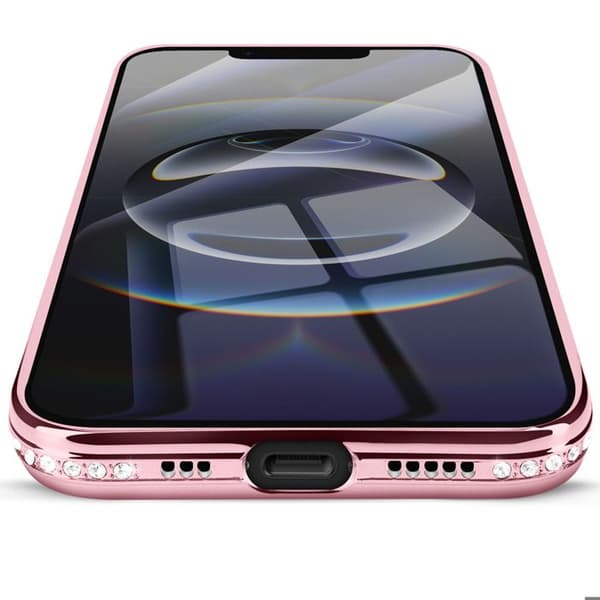 MagSafe Cover - AVIZAR - iPhone 16e - Rosa - Strass - Stødbeskyttelse Rosa