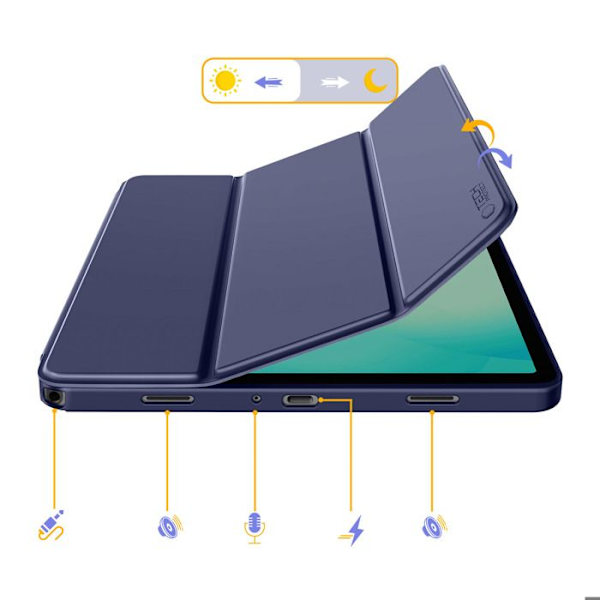 Klapskede til Galaxy Tab A11 Plus med Multi-vinkel støtte og Auto-sleep Tech Protect Mørkeblå Blå