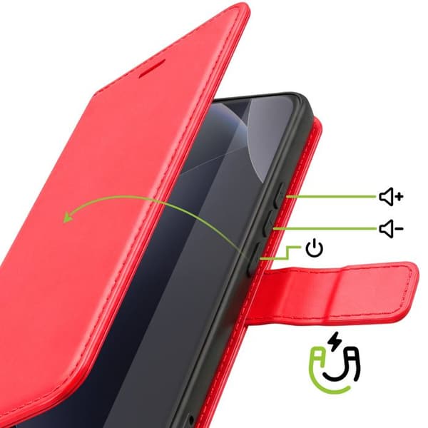 Plånboksfodral för Redmi Note 15 Pro 4G med handledsrem och ställfunktion Mayaxess Röd Röd