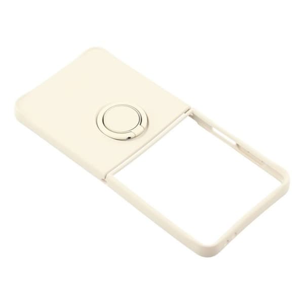 Soft-Touch Cover til Galaxy Z Flip8 med Støtte Ring og Håndledsrem Beige beige