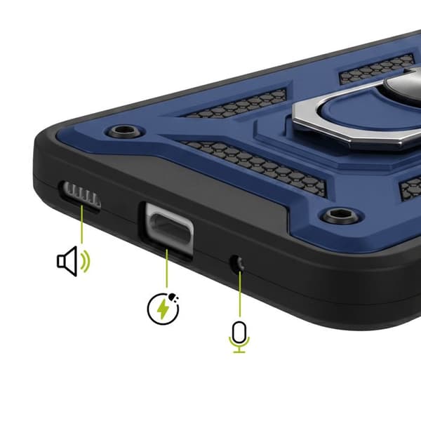 Cover til Galaxy S20 FE med roterende magnetisk ring og skydelåg til kamera Mayaxess Mørkeblå Blå