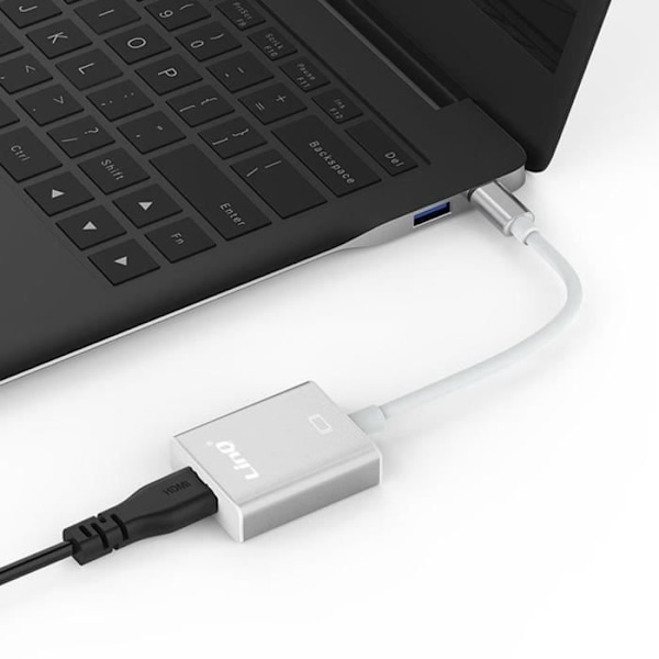 Videoadapter - LINQ - USB Typ C till HDMI-kabel - 4K - 15 cm - Plug & Play Silvergrå
