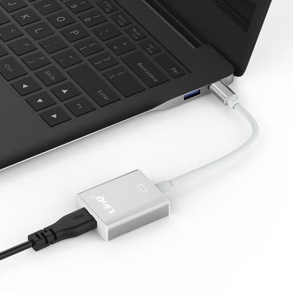 Videosovitin - LINQ - USB Type C - HDMI-kaapeli - 4K - 15 cm - Plug & Play Silvergrå