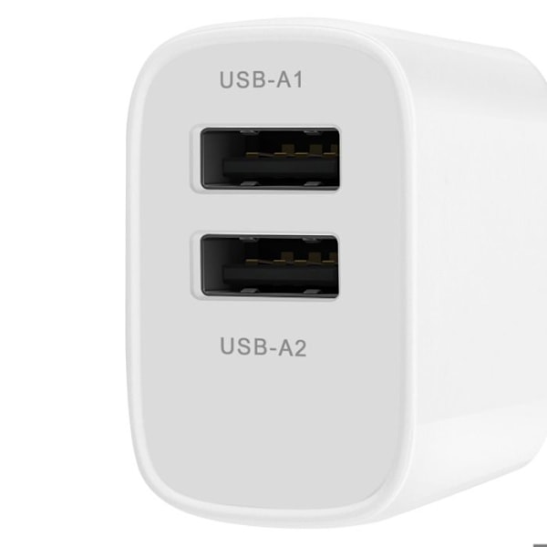 Lader til stikkontakt med dobbelt USB 10,5 W kompakt format LinQ hvid Vit