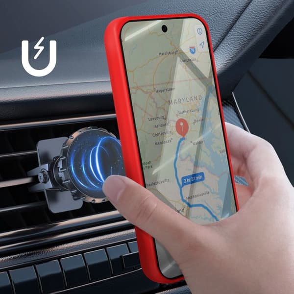 Coque Anneau - AVIZAR - Google Pixel 9a - Rød - Stødabsorberende - Gennemsigtig bagside Röd