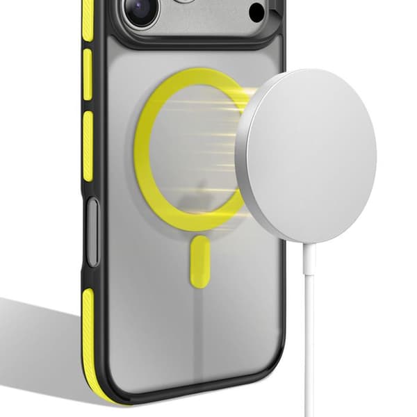 MagSafe Cover - ADVARSEL - iPhone 17 Pro Max - Gul - Forstærkede Kanter - Hård Beskyttelse Gul