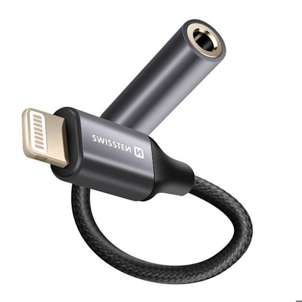 Ljudadapter Lightning till 3,5 mm jack för iPhone Swissten Svart