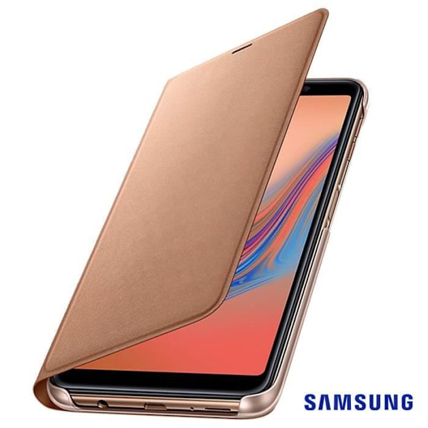 Housse - Samsung - Galaxy A7 2018 - Flip Etui - Tegnebog - Gul Guld Gult guld