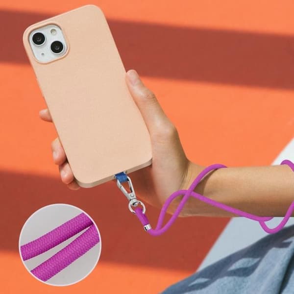 Cordon Smartphone - Justerbar Strop - Flettet Nylon - Justerbar 90cm - Rustfrit Stål Ring