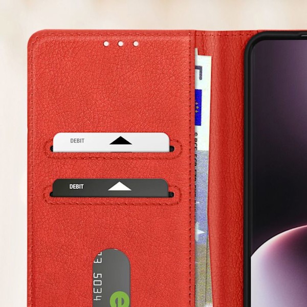Etui til Honor Magic 7 Lite Klap Wallet og Video Støtte Rød Röd