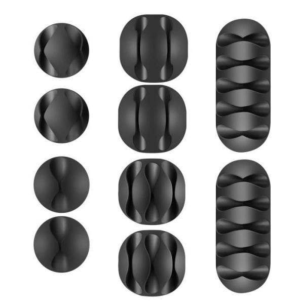 Set med 10 kabelklämmor med kraftfull 3M-dekal Swissten Black