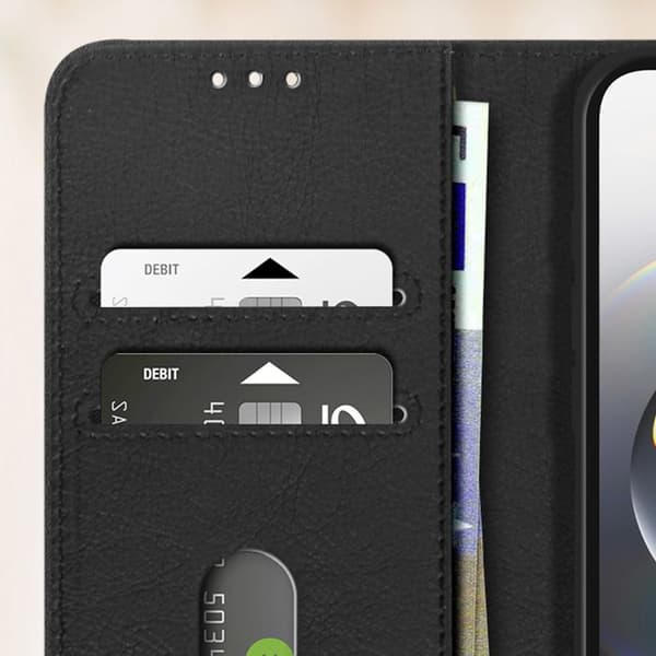 "Pungetui til iPhone 17. serie Chesterfield Prægning Standfunktion Sort" Svart