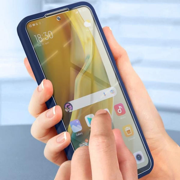 AVIZAR 360° beskyttende etui til Xiaomi Redmi Note 11 og 11s - Hård bagside og blød front - Midnatsblå Blå