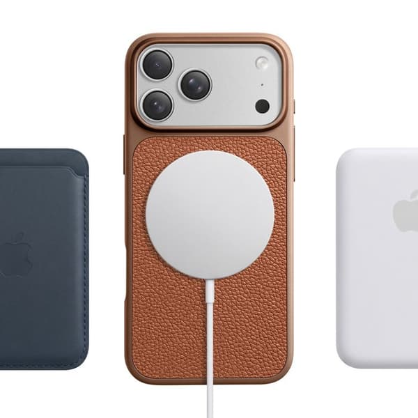 MagSafe-cover til iPhone 17 Pro i to materialer, stødabsorberende, brun lædertekstur brun
