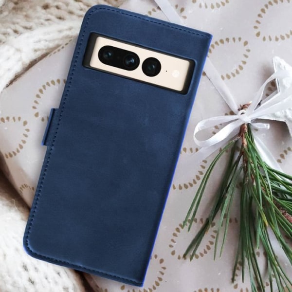 Google Pixel 7 Pro Wallet Case Double Magnetic Tab Stand Blue