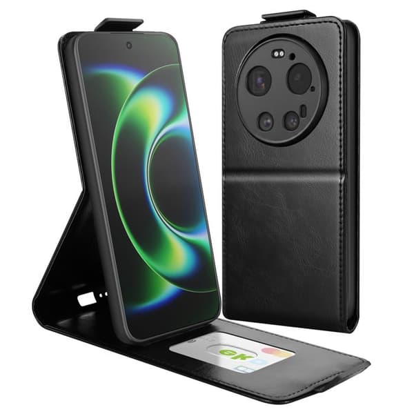 Pystyklipsi Xiaomi 17 Ultra:lle, jossa on korttipidike ja videotuki, musta Svart
