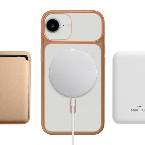MagSafe-skydd för iPhone 17, Stötsäker, Bi-material, Hård baksida, Brun brun