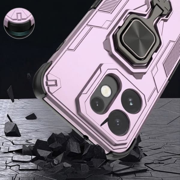 Stødabsorberende cover til Oppo Reno 16 med magnetisk ringestøtte i lilla Violett