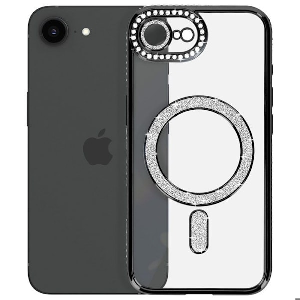 Coque Diamant pour iPhone 16e MagSafe Contour Strass Noir Svart