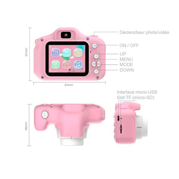 Digitalkamera - TECHKIDS - EasyClick Lightweight - Pink - Til børn - USB genopladelig Rosa