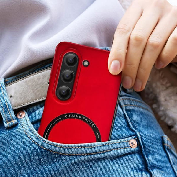 Fodral - AVIZAR - Samsung Galaxy Z Fold 5 - Stel - Röd - Smal design - Magsafe-kompatibel Röd