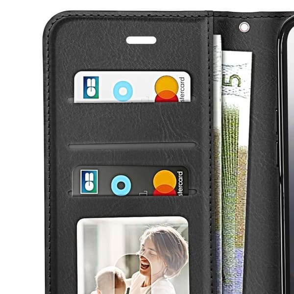 Plånboksfodral för iPhone 16e med handledsrem och videostöd Mayaxess Svart Svart
