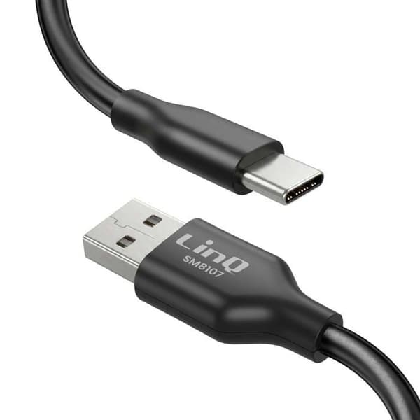 USB-C til USB-A PD 36W 4A Magnetisk Selv-Opbevarende 1.2m LinQ Sort Svart