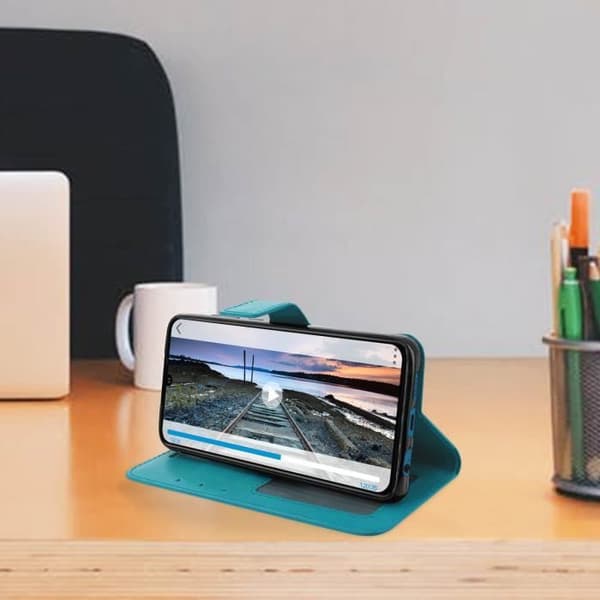 Housse - Huawei - P30 - Øko-læder - Pung - Video Support - Blå Blå